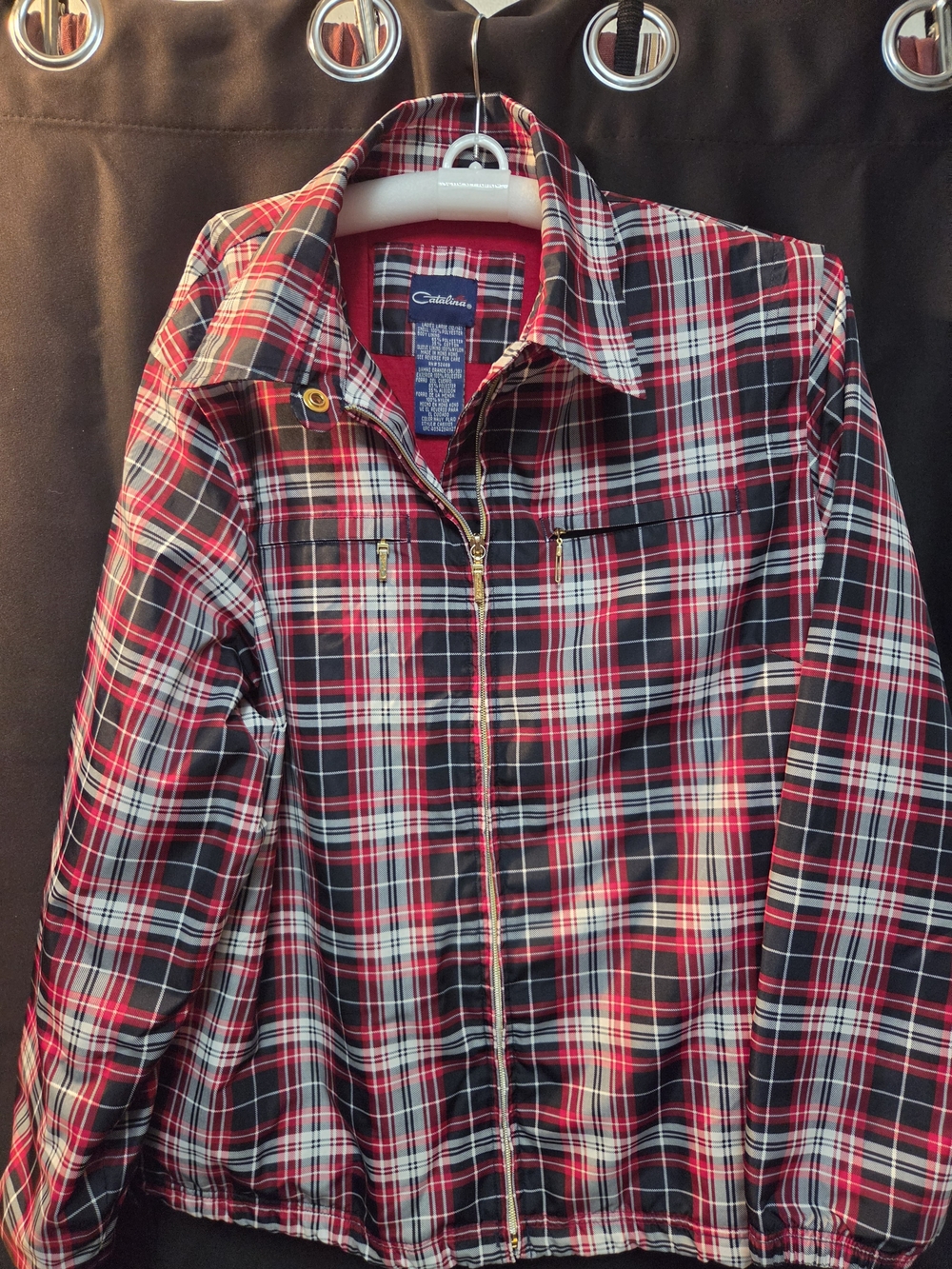 Women's Catalina Red and Black Plaid Zipper Jacket